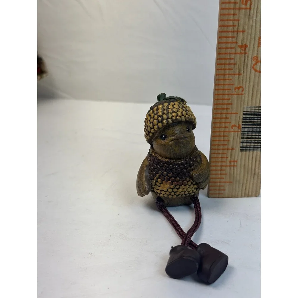 Whimsical Acorn Bird Shelf Sitter‎ Figurine Dangling Legs Boots Decor B-7
